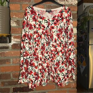 Lands End Floral Sweater Cardigan